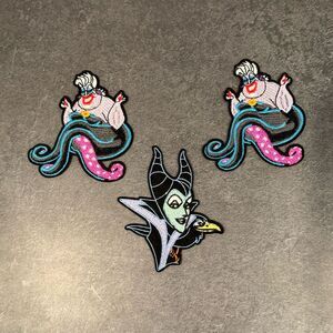 Set of 3 Disney Villains Iron-On Patches Ursula and Maleficent